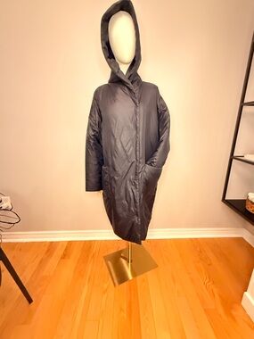 ✨ EILEEN FISHER Eggshell Recycled Nylon Hooded Puffer Coat XL ✨